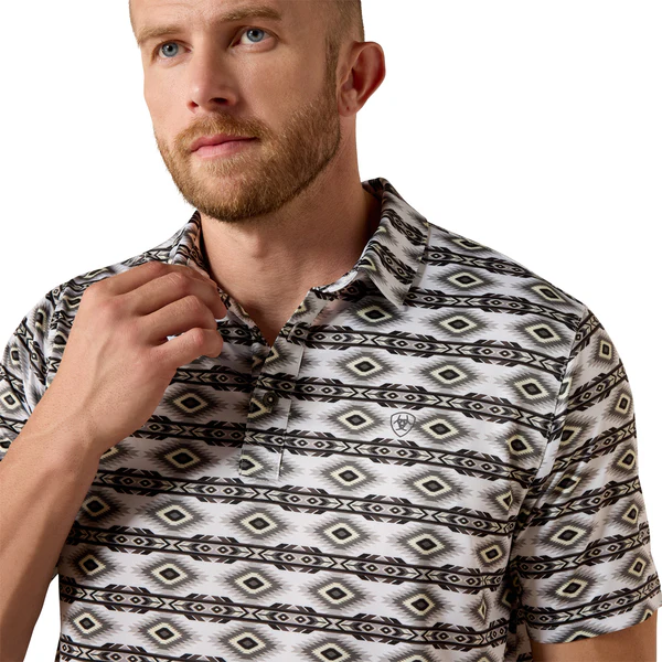 Ariat Men's All Over Print Fitted Short-Sleeve Polo - Image 3