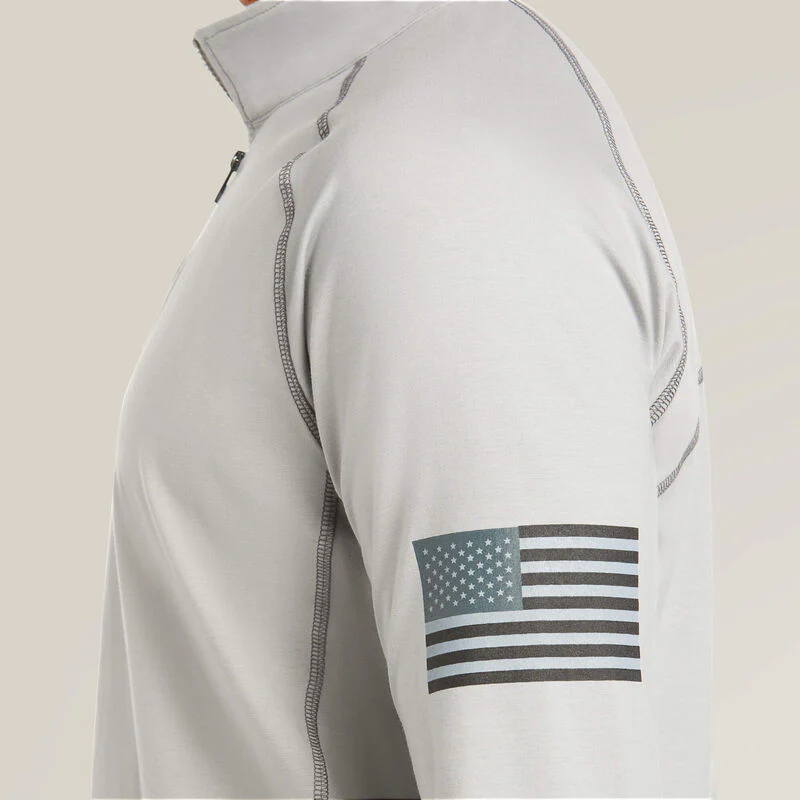 Ariat Men's FR Combat Stretch Patriot Quarter Zip Work Shirt - Image 3