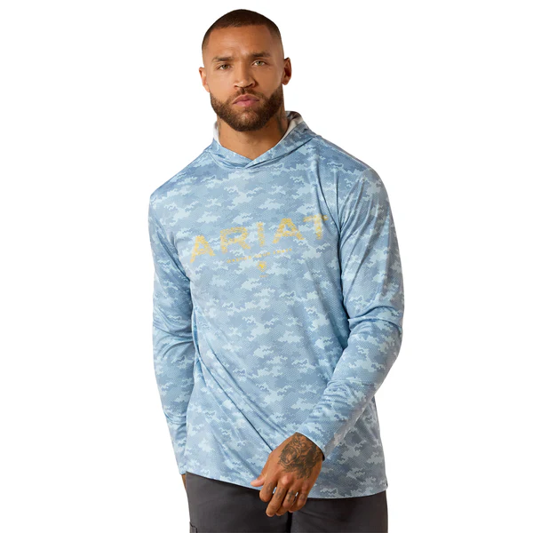 Ariat Men's Rebar Sunblocker Printed Craft Hooded Long-Sleeve T-Shirt - Image 3