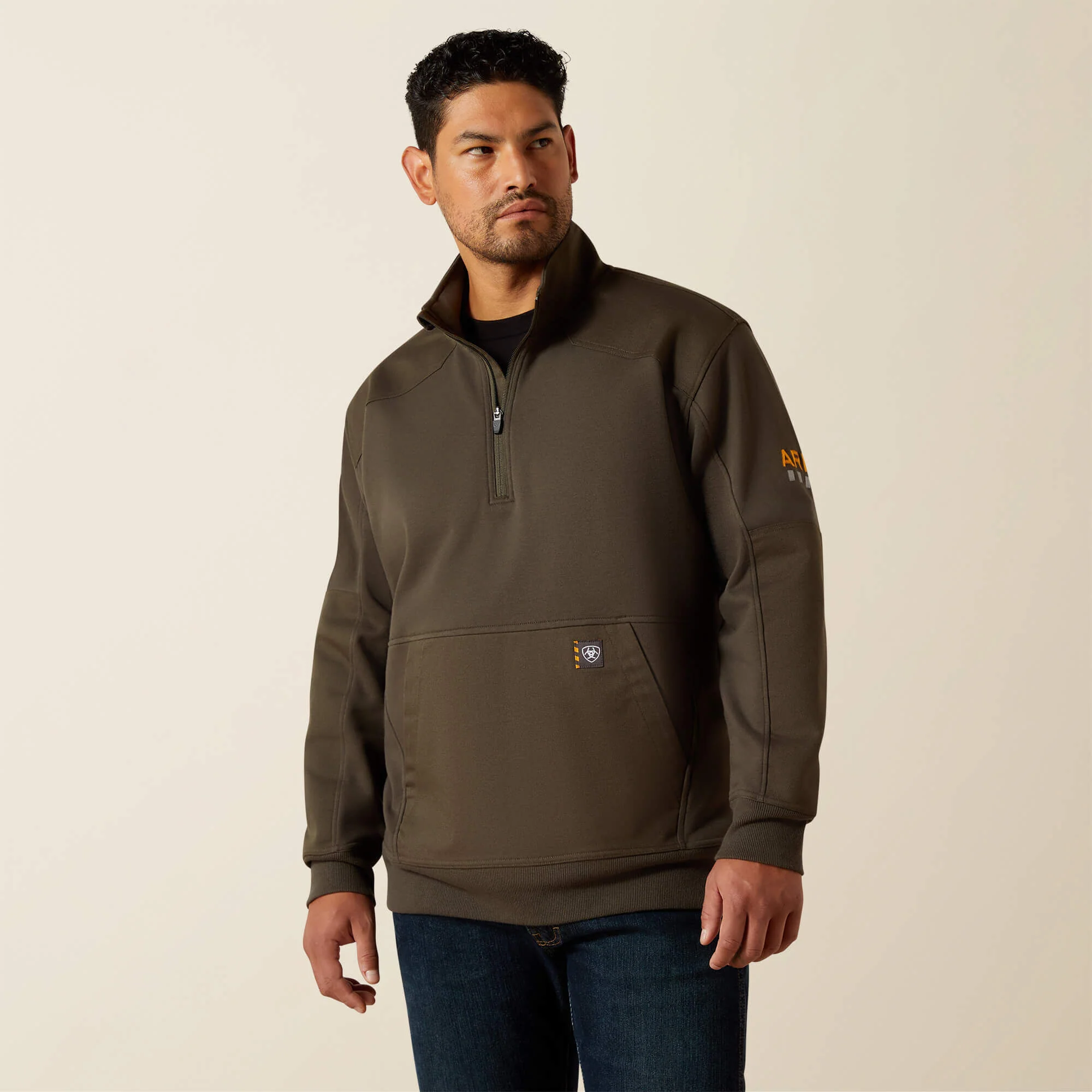 Ariat Men's Rebar Workman DuraCanvas Quarter-Zip Sweatshirt - Image 7