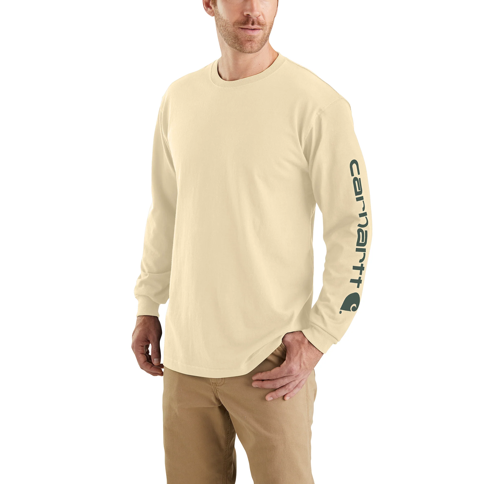 Carhartt Men's Loose Fit Heavyweight Long-Sleeve Logo Sleeve Graphic T-Shirt - Image 3