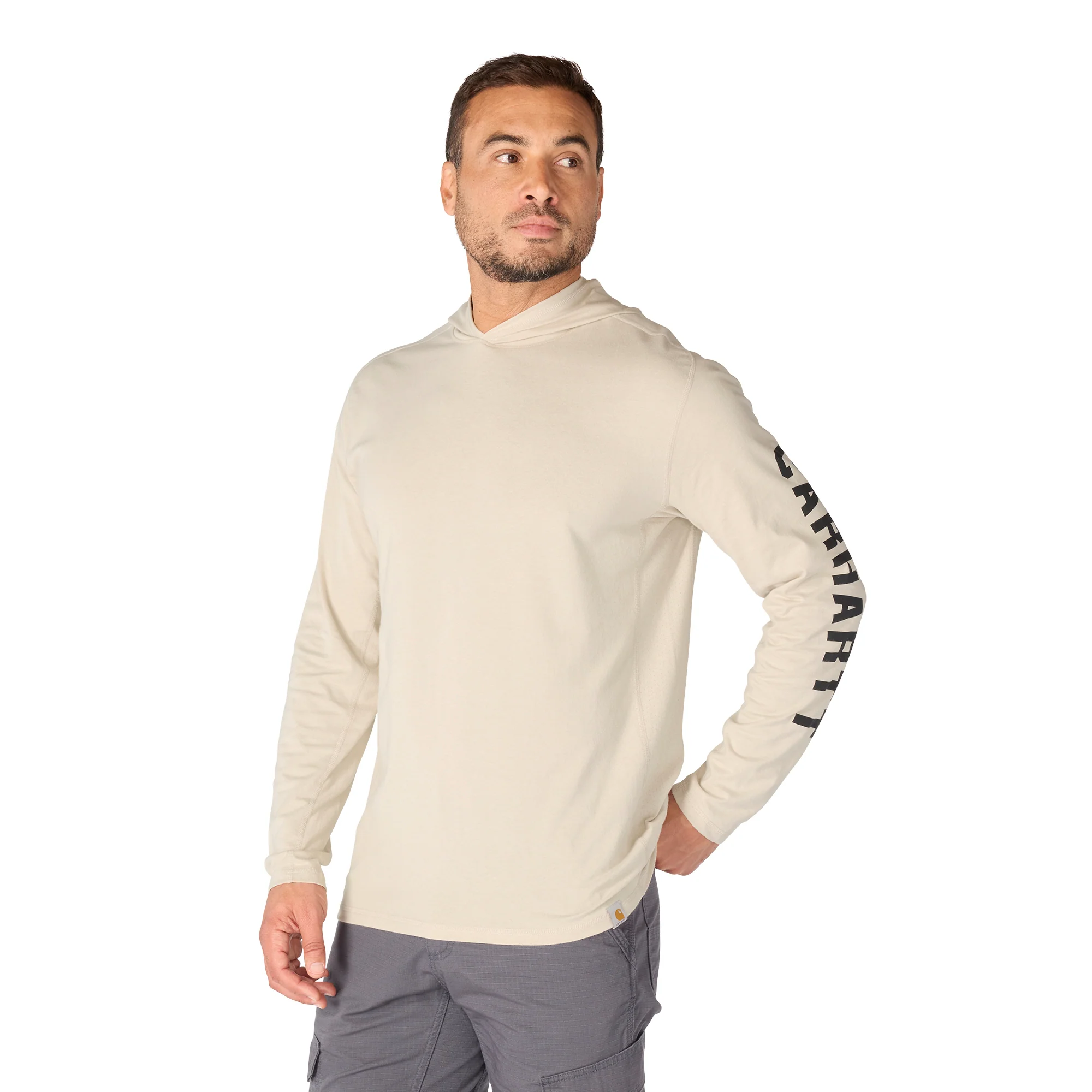 Carhartt Men's Force Relaxed Fit Long-Sleeve Logo Graphic Hooded T-Shirt - Image 3