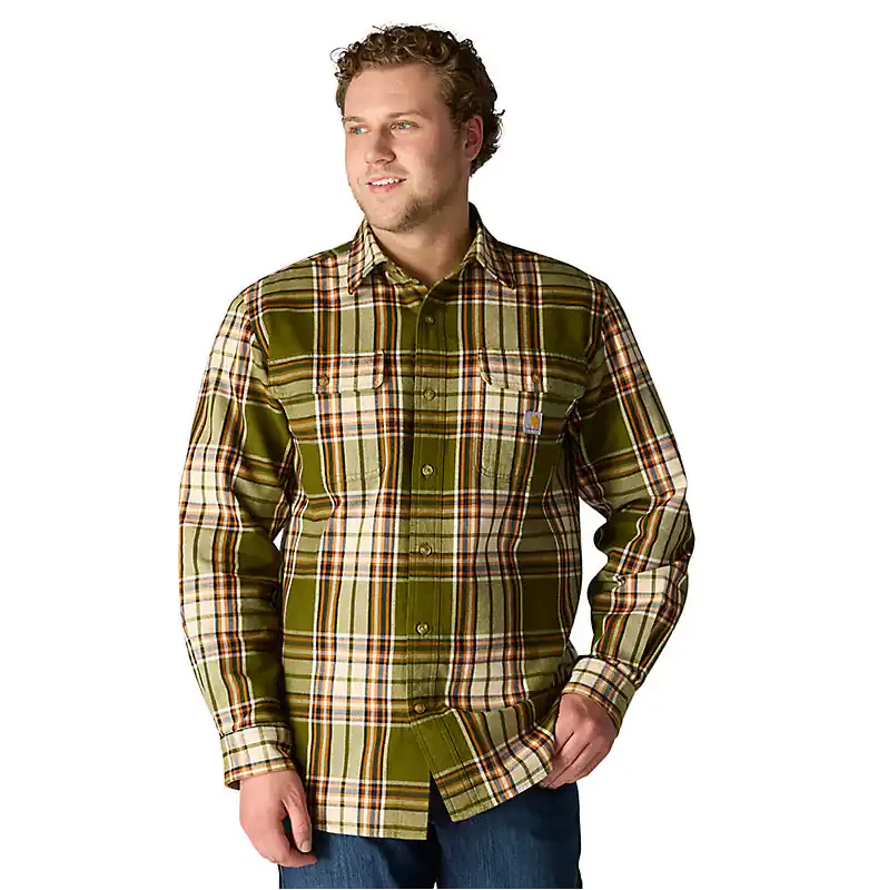 Carhartt Men's Loose Fit Heavyweight Flannel Long-Sleeve Plaid Shirt - Image 3