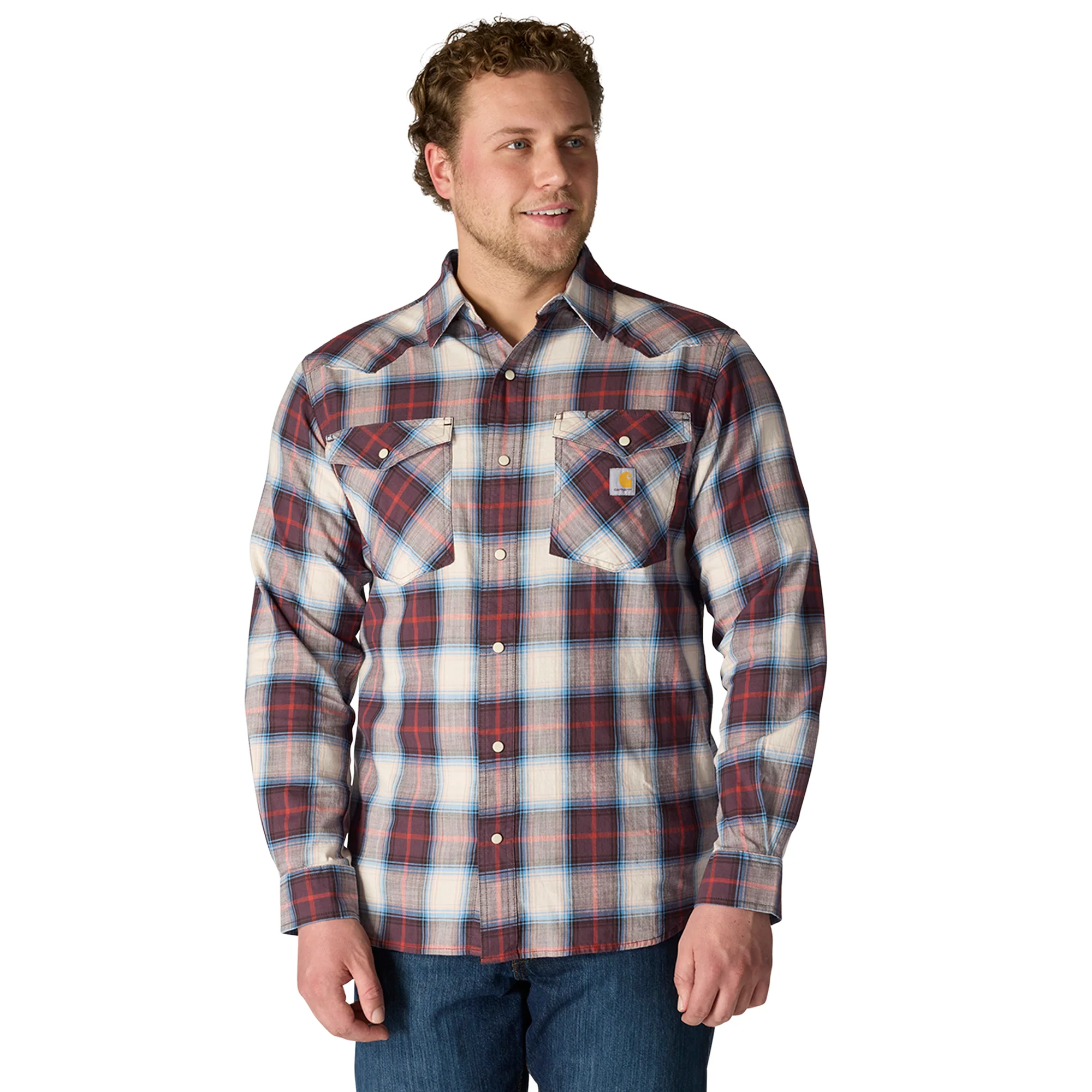 Carhartt Men's Montana Rugged Flex Relaxed Fit Lightweight Long-Sleeve Snap-Front Plaid Shirt - Image 2
