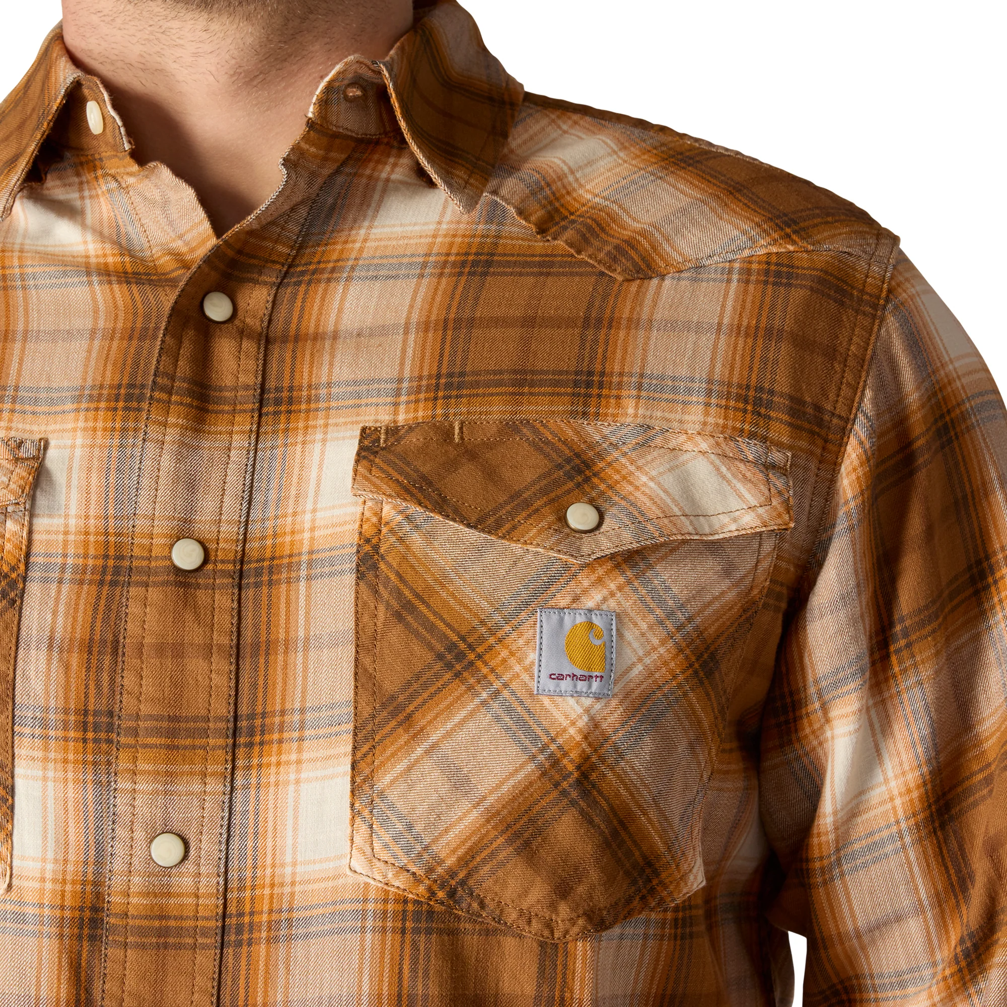 Carhartt Men's Montana Rugged Flex Relaxed Fit Lightweight Long-Sleeve Snap-Front Plaid Shirt - Image 3