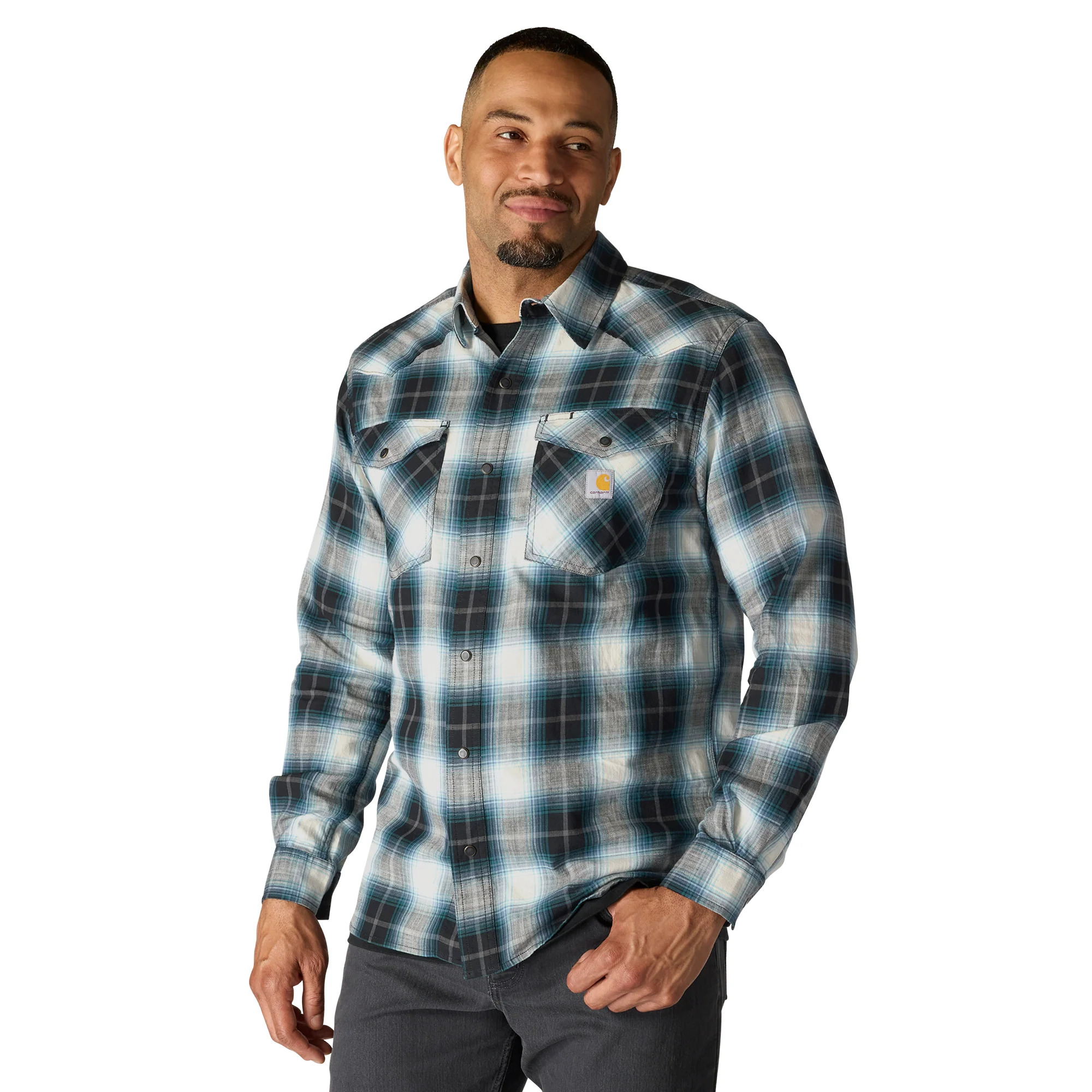Carhartt Men's Montana Rugged Flex Relaxed Fit Lightweight Long-Sleeve Snap-Front Plaid Shirt - Image 4