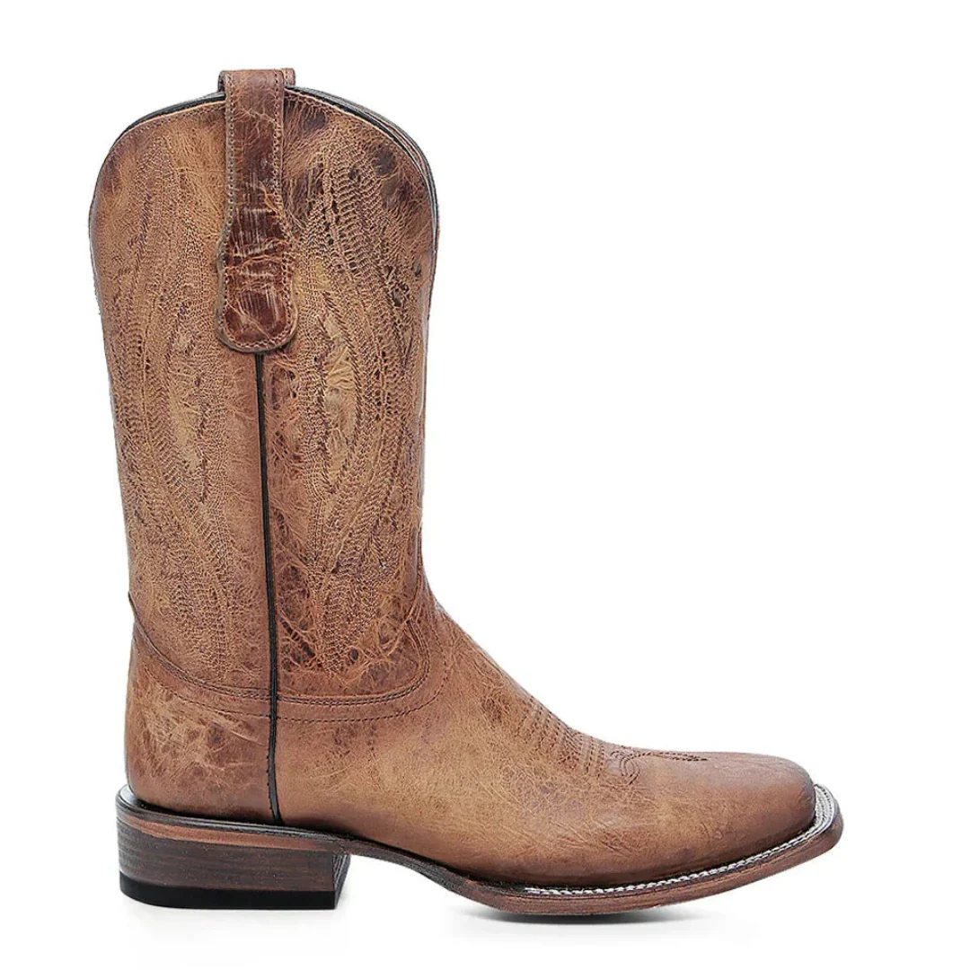 Circle G Men's Embroidery Honey Wide Square Toe Circle G Cowboy Boot - Image 2