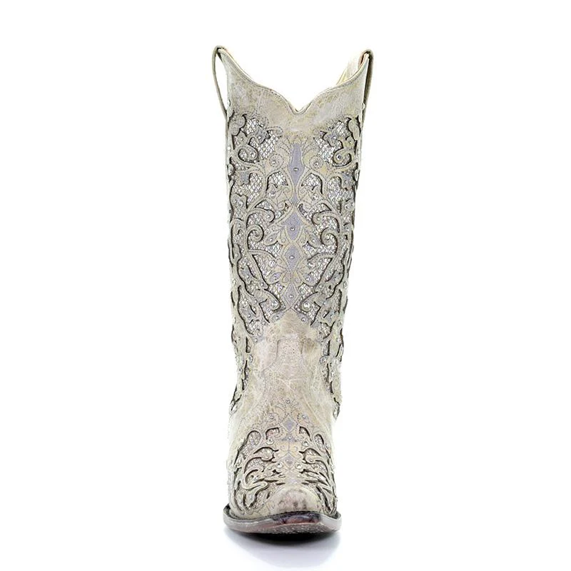 Corral Women's White Glitter Inlay & Crystals - Image 3