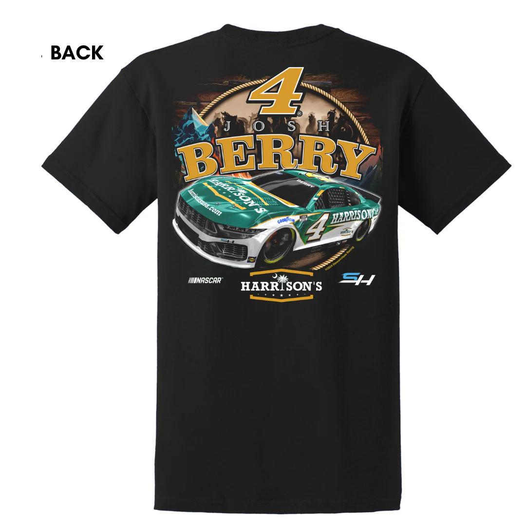 Josh Berry 2024 Harrison's Stewart-Haas Racing Dark Horse T-Shirt - Image 4