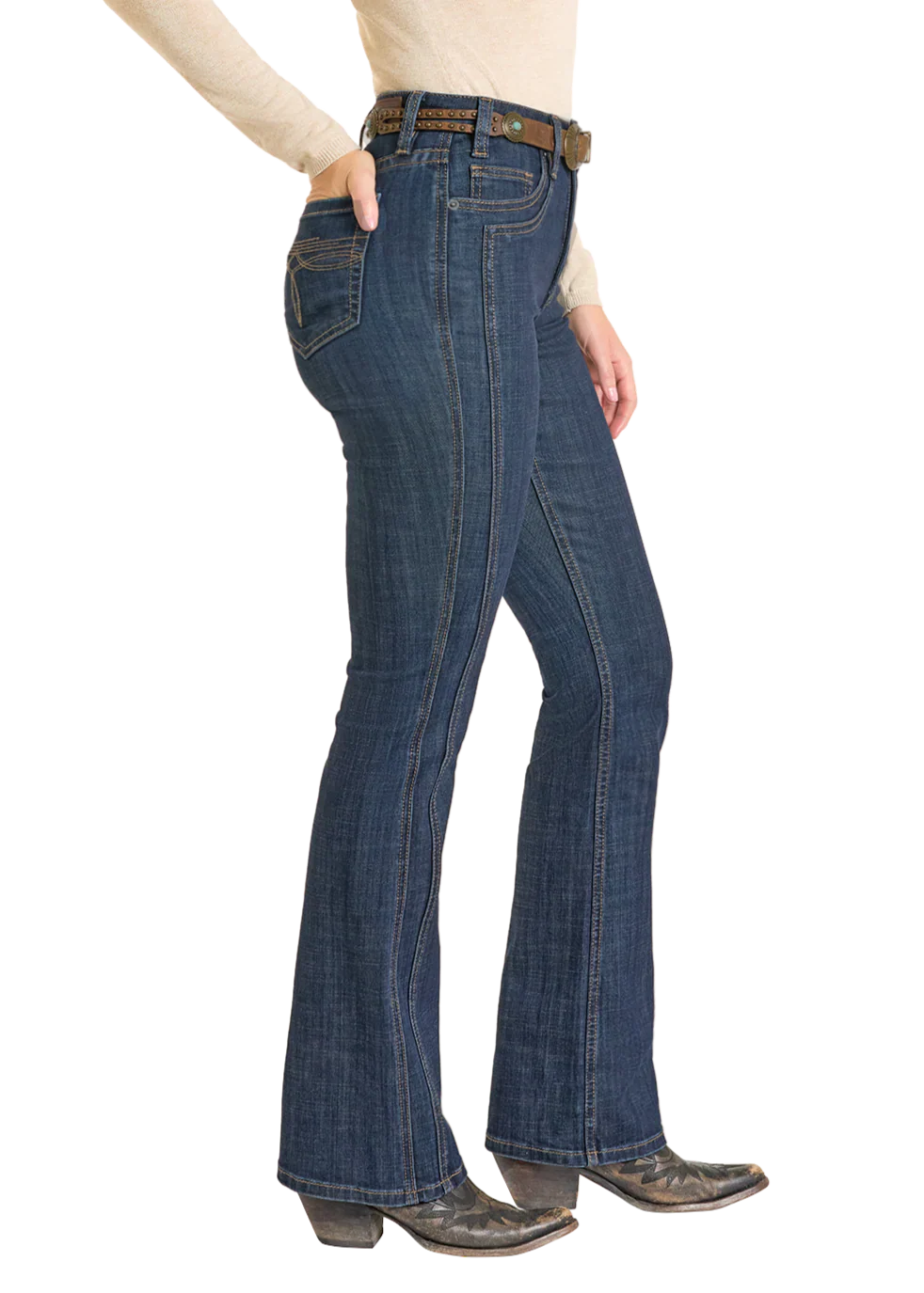 Rock & Roll Denim Women's High Rise Saddle Stitch Bootcut Jeans - Image 2