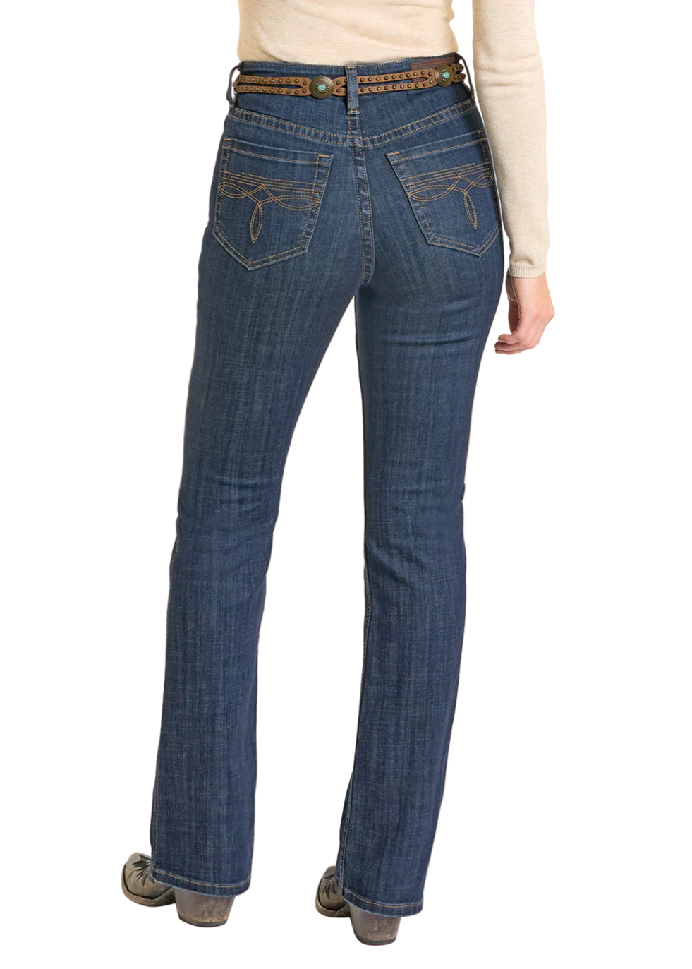 Rock & Roll Denim Women's High Rise Saddle Stitch Bootcut Jeans - Image 3