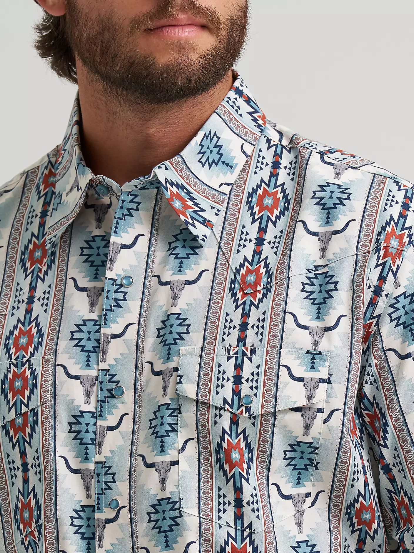 Wrangler Men's Checotah Long-Sleeve Western Snap Printed Shirt - Image 3