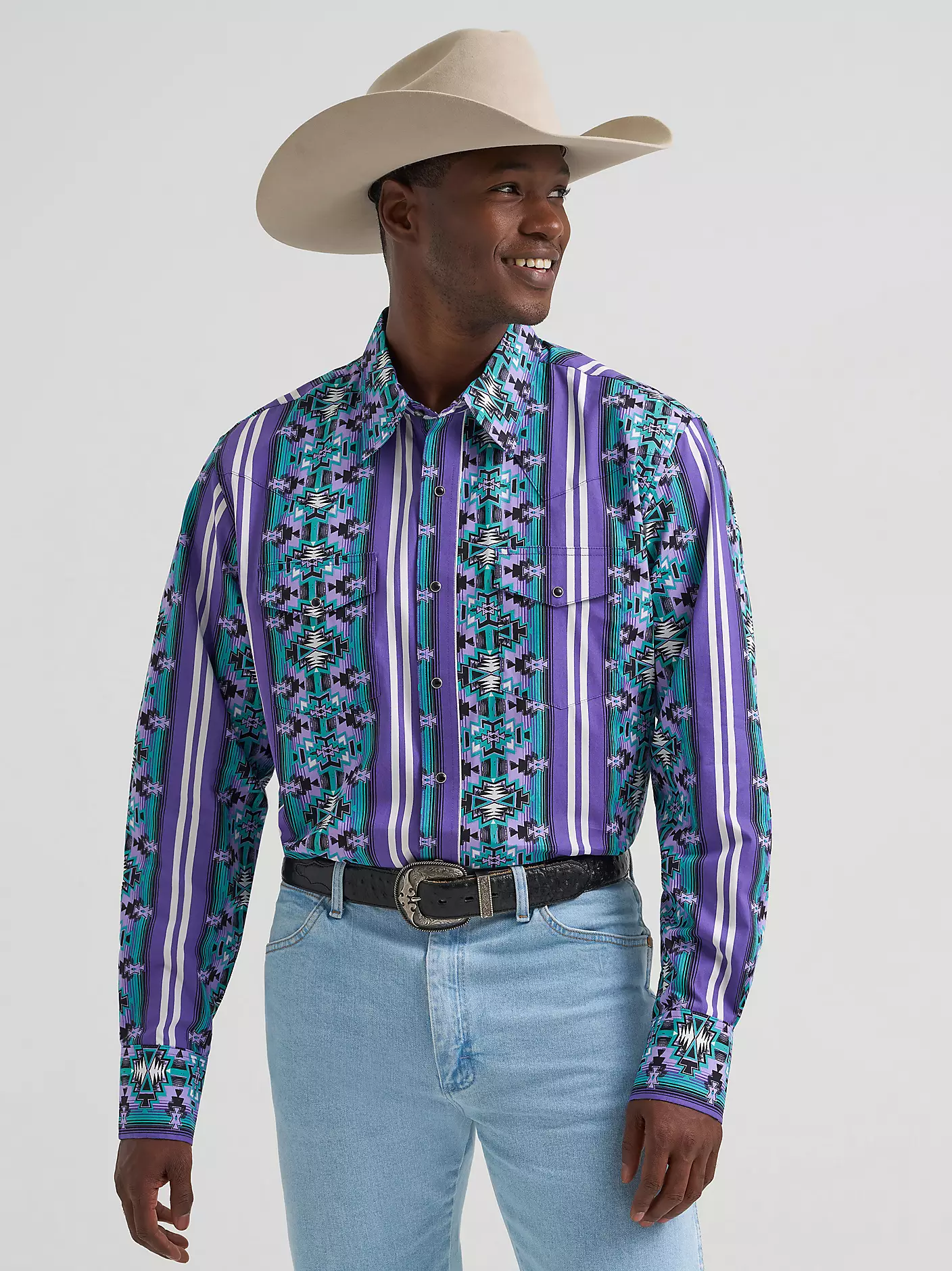Wrangler Men's Checotah Long-Sleeve Western Snap Printed Shirt - Image 4